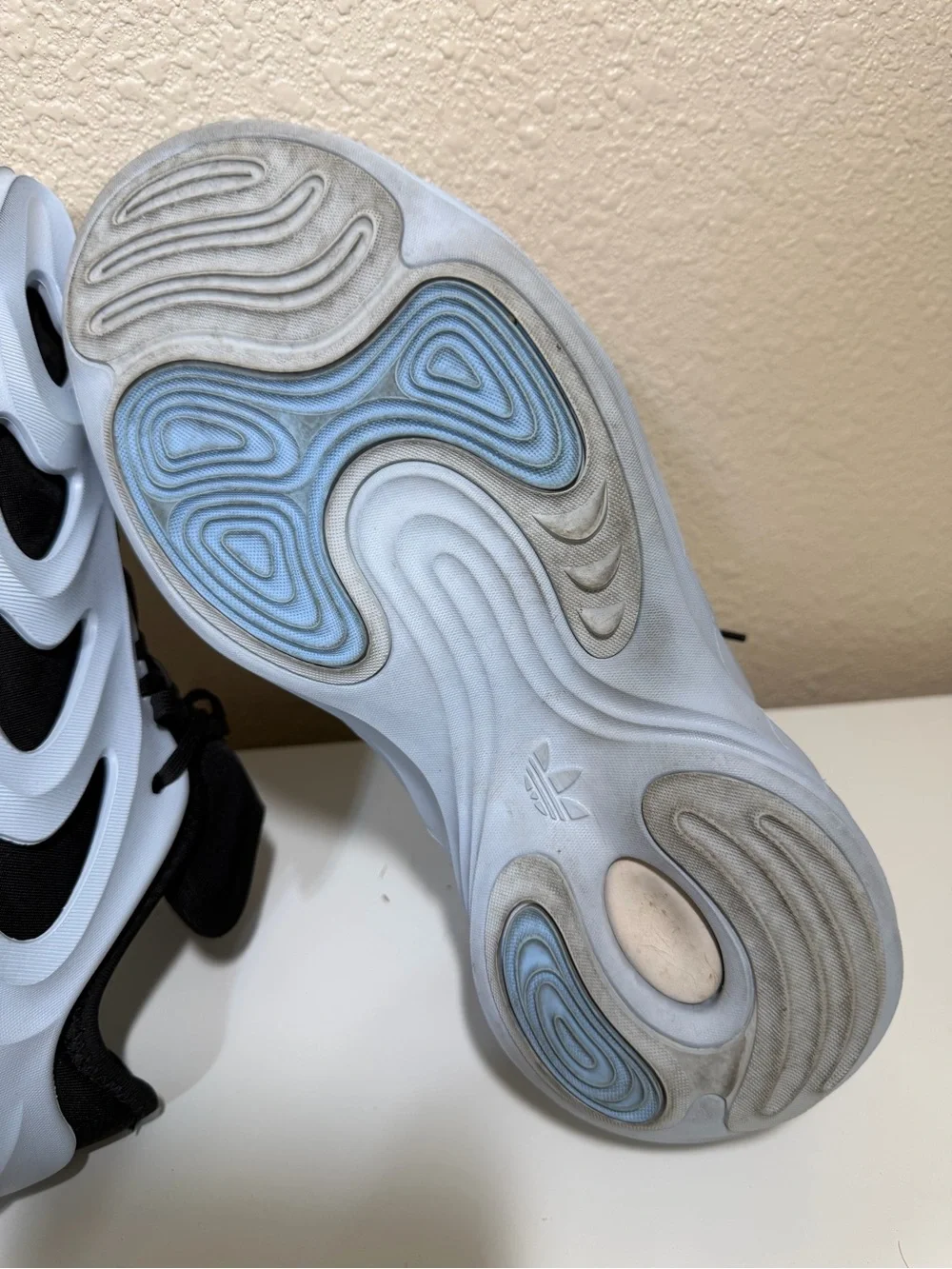 Adidas adiFOM Q Halo Blue and Black. Sculpted Athletic Sneakers
